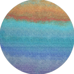 HomeRoots 8' X 10' Vibrant Aqua, Orange & Copper Ombre Area Rug - Durable, Stain Resistant & UV Protected! 710901