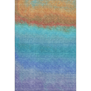 HomeRoots 10' Washable Aqua Orange Copper Ombre Area Rug - Durable, UV Protected, Perfect for Family Spaces! 710903