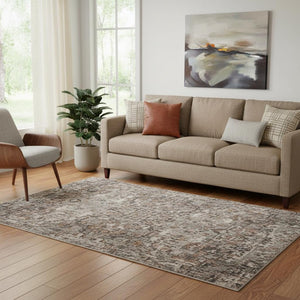 HomeRoots 8' Modern Ombre Washable Round Rug in Black, Gray & Silver - UV Protected, Stain-Resistant Design 710906