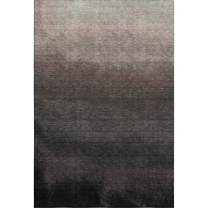HomeRoots 8' Modern Ombre Washable Round Rug in Black, Gray & Silver - UV Protected, Stain-Resistant Design 710906