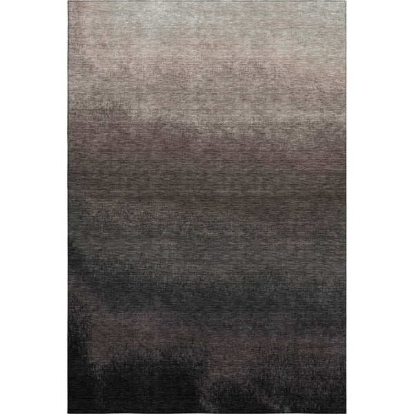 HomeRoots 8' Modern Ombre Washable Round Rug in Black, Gray & Silver - UV Protected, Stain-Resistant Design 710906