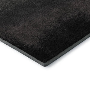 HomeRoots 8' Modern Ombre Washable Round Rug in Black, Gray & Silver - UV Protected, Stain-Resistant Design 710906