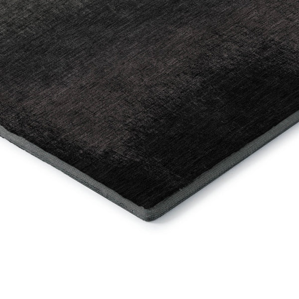 HomeRoots 8' Modern Ombre Washable Round Rug in Black, Gray & Silver - UV Protected, Stain-Resistant Design 710906