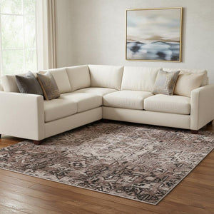 HomeRoots 9' X 12' Ombre Washable Area Rug in Black, Gray & Silver - UV Resistant, Stain-Proof & Soft Underfoot 710908