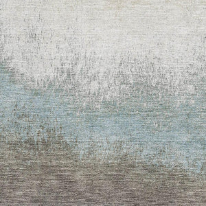 HomeRoots 8' Stylish Brown Gray Silver Ombre Washable Round Rug with UV Protection for Modern Homes & Patios 710912