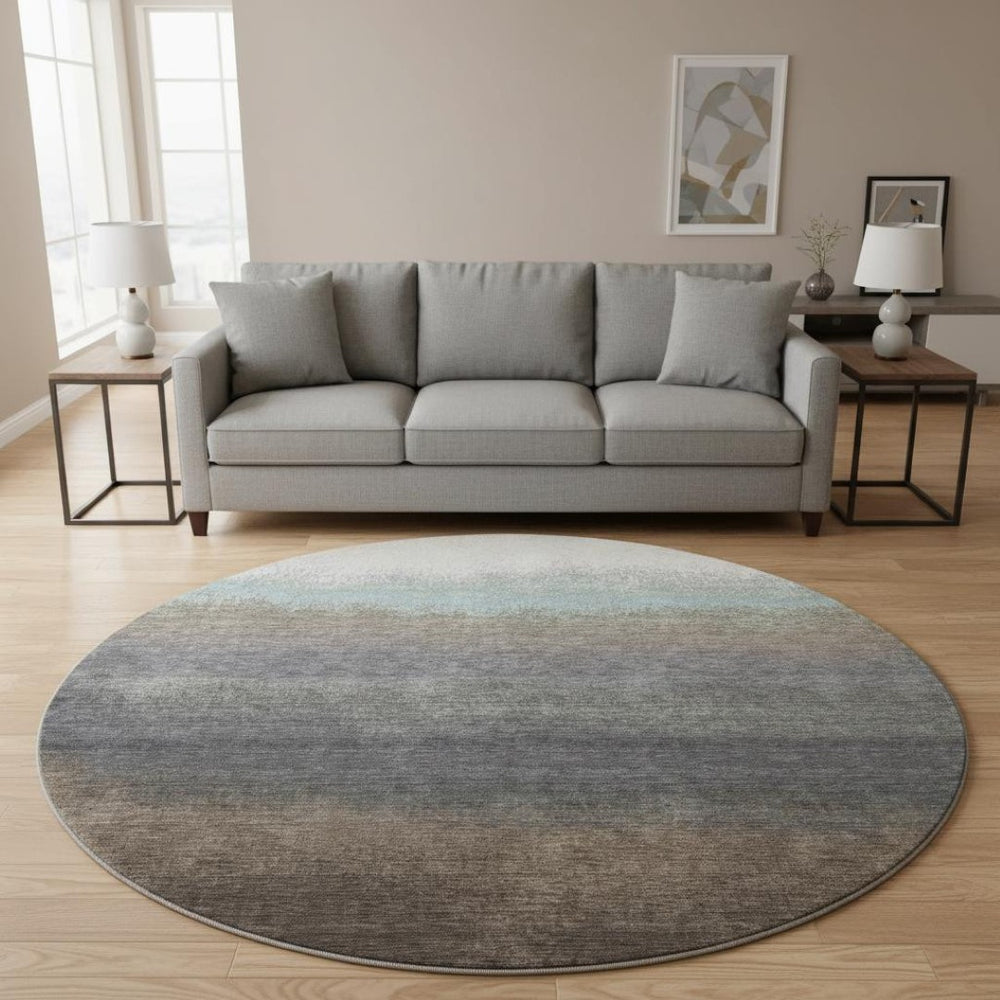 HomeRoots 8' X 10' Ombre Area Rug in Brown, Gray & Silver - Washable, UV-Protected, Family-Friendly Design 710913