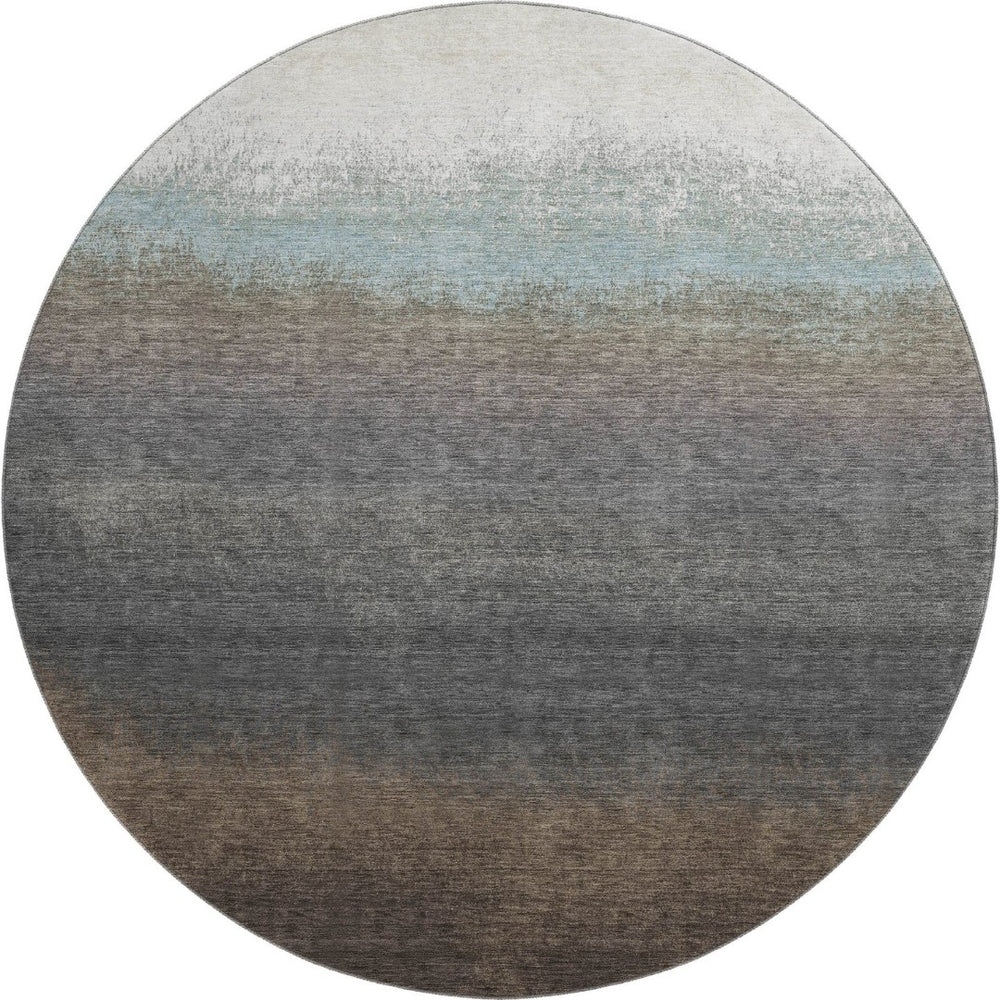 HomeRoots 8' X 10' Ombre Area Rug in Brown, Gray & Silver - Washable, UV-Protected, Family-Friendly Design 710913