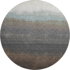HomeRoots 8' X 10' Ombre Area Rug in Brown, Gray & Silver - Washable, UV-Protected, Family-Friendly Design 710913