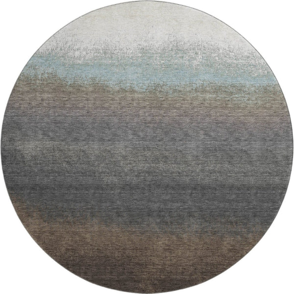 HomeRoots 8' X 10' Ombre Area Rug in Brown, Gray & Silver - Washable, UV-Protected, Family-Friendly Design 710913
