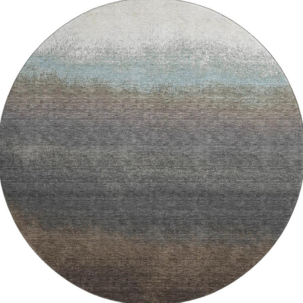HomeRoots 8' X 10' Ombre Area Rug in Brown, Gray & Silver - Washable, UV-Protected, Family-Friendly Design 710913