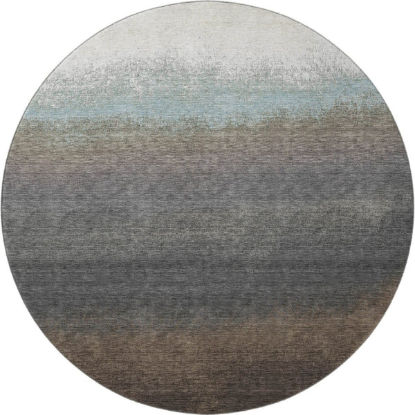 HomeRoots 8' X 10' Ombre Area Rug in Brown, Gray & Silver - Washable, UV-Protected, Family-Friendly Design 710913