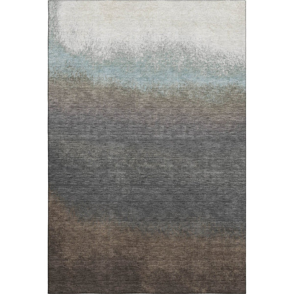 HomeRoots 9' X 12' Washable Ombre Area Rug in Brown, Gray & Silver - UV Resistant, Perfect for Homes with Kids! 710914