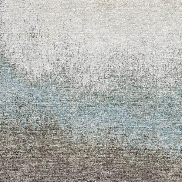 HomeRoots 9' X 12' Washable Ombre Area Rug in Brown, Gray & Silver - UV Resistant, Perfect for Homes with Kids! 710914