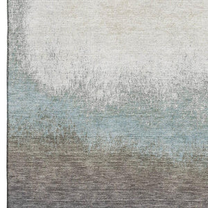 HomeRoots 9' X 12' Washable Ombre Area Rug in Brown, Gray & Silver - UV Resistant, Perfect for Homes with Kids! 710914