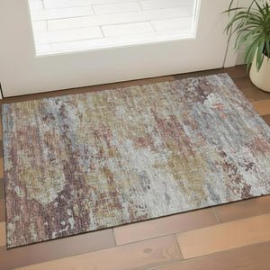 HomeRoots 5' X 8' Coral Wheat Blue Ombre Area Rug - Washable, Stain-Resistant, UV Protected for Kids & Pets 710917