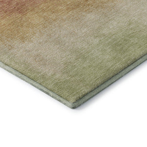 HomeRoots 8' Stylish Coral, Wheat & Blue Ombre Washable Round Rug – UV Protected, Stain Resistant, Non-Slip! 710918