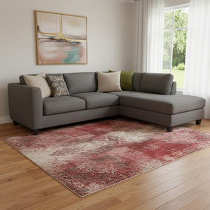 HomeRoots 9' X 12' Coral Wheat & Blue Ombre Area Rug - Washable, UV-Protected, Stain-Resistant & Stylish! 710920