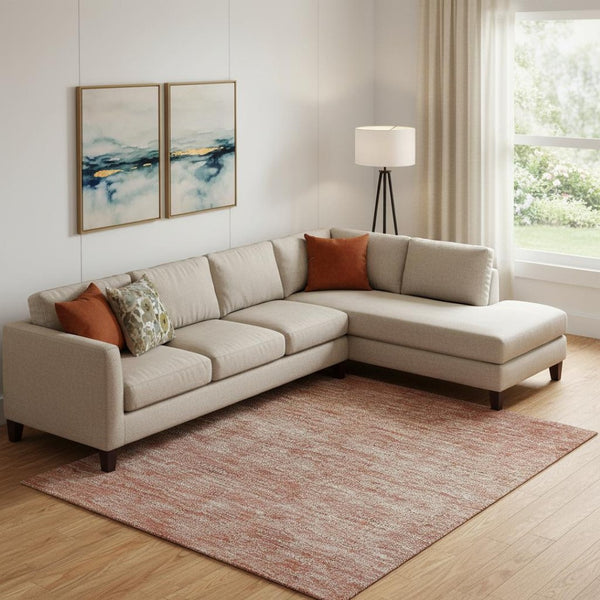 HomeRoots 10' X 14' Coral Wheat & Blue Ombre Washable Area Rug - Stylish, Durable, UV-Protected & Kid-Friendly! 710921