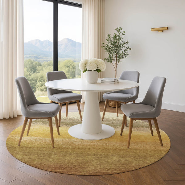 HomeRoots 8' X 10' Ombre Washable Area Rug in Gold, Beige & Wheat - UV Protected, Stain-Resistant, Non-Slip! 710925