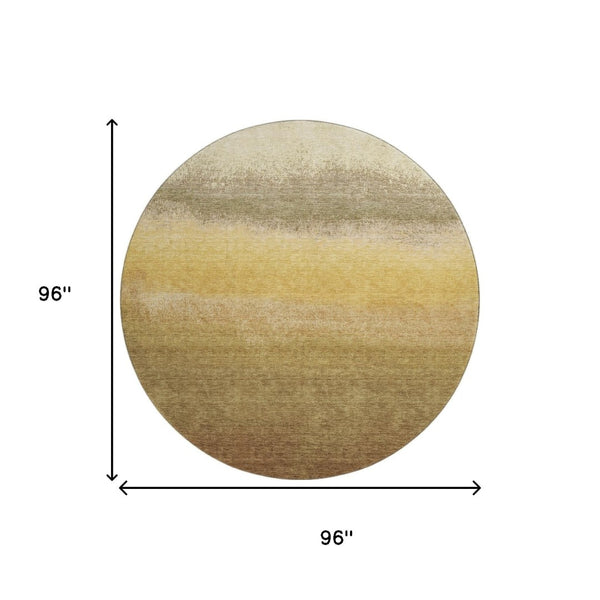 HomeRoots 8' X 10' Ombre Washable Area Rug in Gold, Beige & Wheat - UV Protected, Stain-Resistant, Non-Slip! 710925