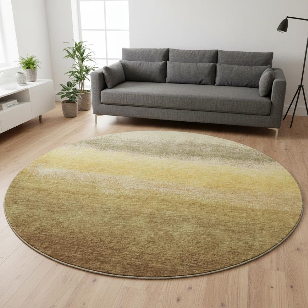 HomeRoots 8' X 10' Ombre Washable Area Rug in Gold, Beige & Wheat - UV Protected, Stain-Resistant, Non-Slip! 710925