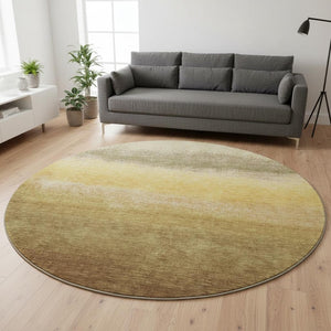 HomeRoots 8' X 10' Ombre Washable Area Rug in Gold, Beige & Wheat - UV Protected, Stain-Resistant, Non-Slip! 710925
