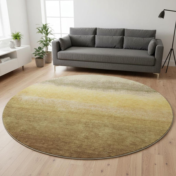 HomeRoots 8' X 10' Ombre Washable Area Rug in Gold, Beige & Wheat - UV Protected, Stain-Resistant, Non-Slip! 710925