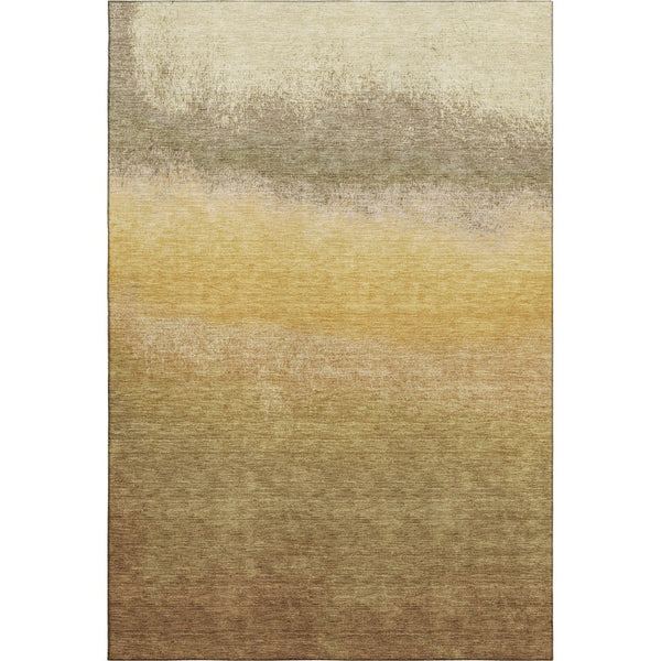 HomeRoots 9' X 12' Washable Area Rug in Gold Beige and Wheat Ombre with UV Protection for Stylish Homes 710926