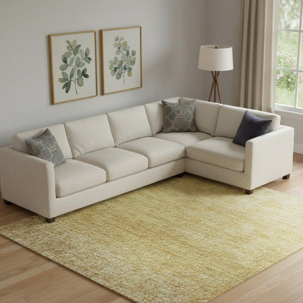 HomeRoots 10' X 14' Ombre Area Rug in Gold, Beige & Wheat - Durable, UV-Protected, Stain-Resistant Beauty! 710927