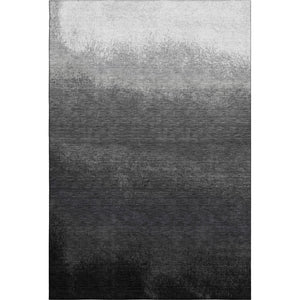 HomeRoots 5' X 8' Gray Black Silver Ombre Area Rug – Stylish, Washable, UV-Protected for High-Traffic Spaces 710929