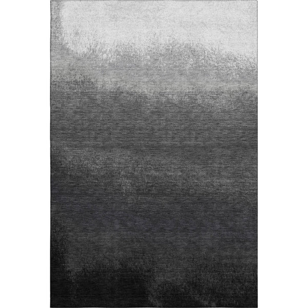 HomeRoots 8' Modern Gray Black Silver Ombre Washable Round Rug with UV Protection for High-Traffic Areas 710930