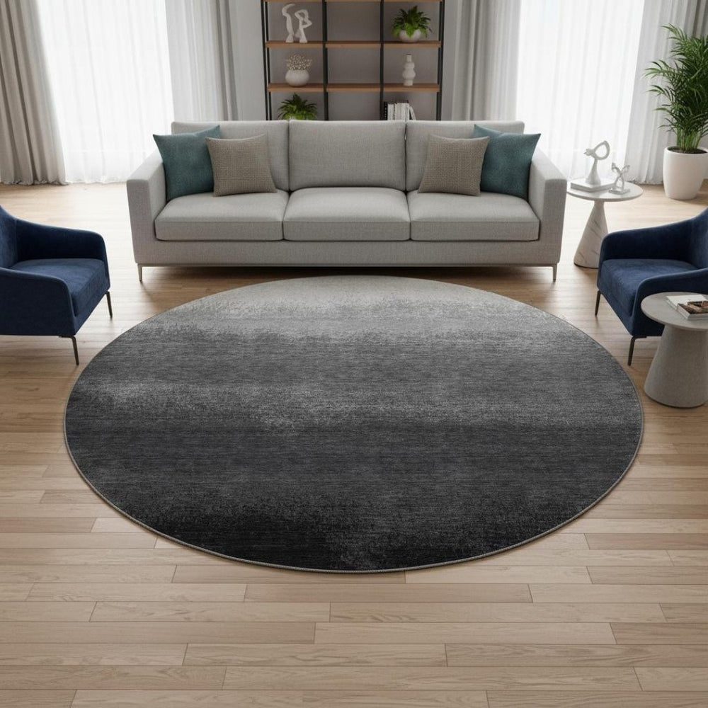 HomeRoots 8' X 10' Washable Ombre Area Rug in Gray, Black & Silver - UV Protected, Easy-Care, Pet-Friendly Design 710931