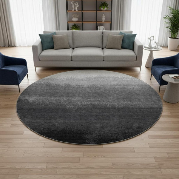 HomeRoots 8' X 10' Washable Ombre Area Rug in Gray, Black & Silver - UV Protected, Easy-Care, Pet-Friendly Design 710931