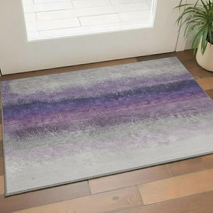 HomeRoots 5' X 8' Stylish Lavender Gray & Silver Ombre Area Rug - Washable, UV-Protected & Stain-Resistant! 710935