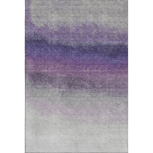 HomeRoots 8' Washable Lavender Gray & Silver Ombre Round Rug - UV Protected, Soft, Durable Design for Every Home 710936