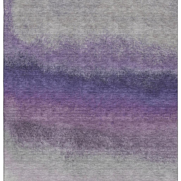 HomeRoots 8' Washable Lavender Gray & Silver Ombre Round Rug - UV Protected, Soft, Durable Design for Every Home 710936