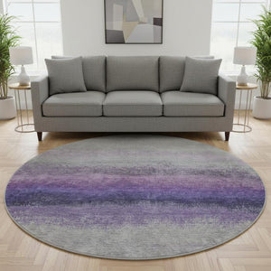 HomeRoots 8' X 10' Ombre Lavender Gray Area Rug – Washable, UV Protected, Durable, Kid & Pet Friendly Design 710937