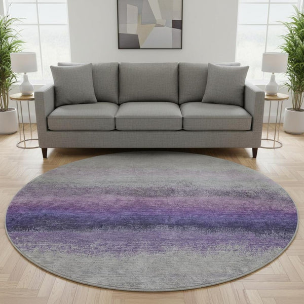 HomeRoots 8' X 10' Ombre Lavender Gray Area Rug – Washable, UV Protected, Durable, Kid & Pet Friendly Design 710937