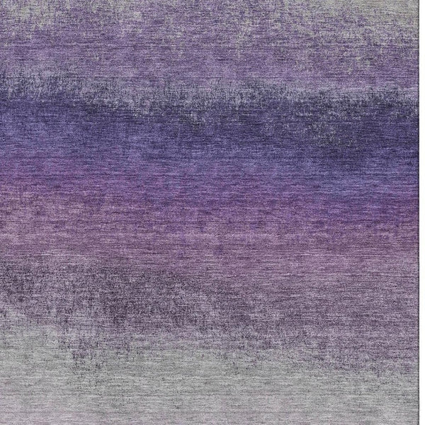 HomeRoots 10' X 14' Ombre Lavender-Gray to Silver Area Rug - Washable, UV Protected, Non-Slip, Durable Design 710939
