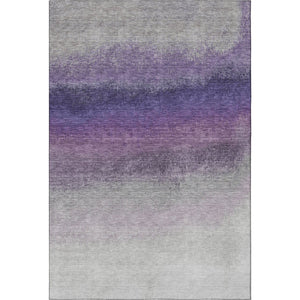 HomeRoots 10' X 14' Ombre Lavender-Gray to Silver Area Rug - Washable, UV Protected, Non-Slip, Durable Design 710939