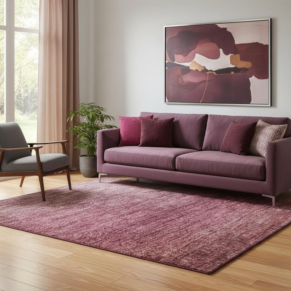 HomeRoots 8' Red And Blush Ombre Washable Round Rug – Stylish, Durable, UV-Protected for Modern Living Spaces 710942