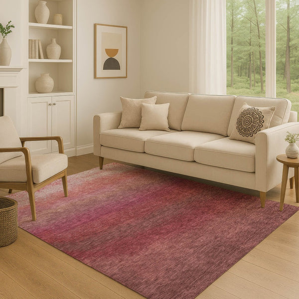 HomeRoots 10' X 14' Stylish Red and Blush Ombre Area Rug - Washable, Durable, UV-Protected for Busy Homes 710945