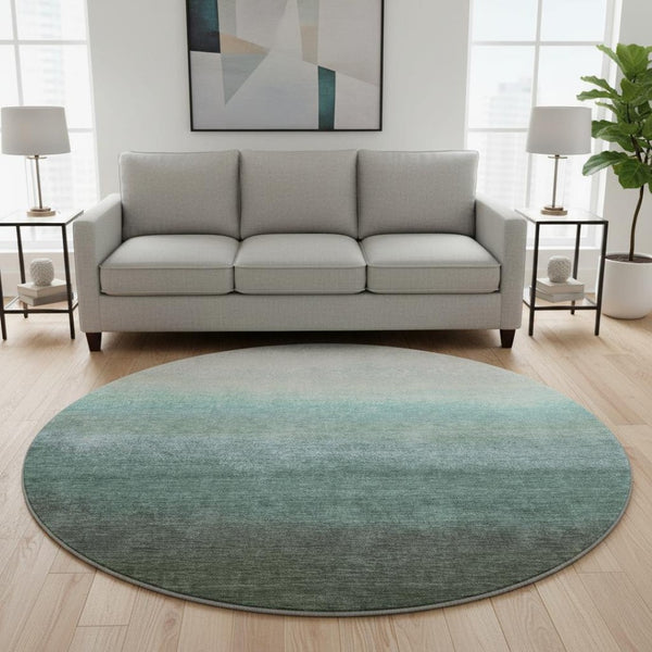 HomeRoots 8' X 10' Pale Aqua-Gray Ombre Washable Area Rug - Family-Friendly, UV-Protected & Stain Resistant! 710949