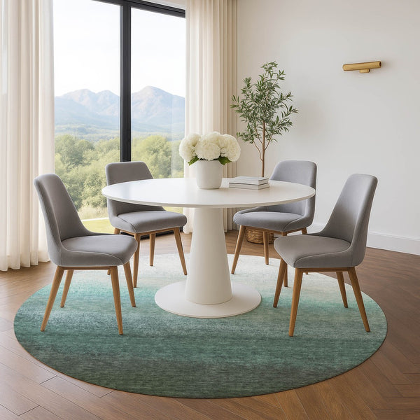 HomeRoots 8' X 10' Pale Aqua-Gray Ombre Washable Area Rug - Family-Friendly, UV-Protected & Stain Resistant! 710949