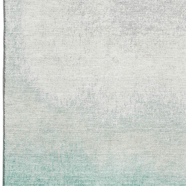 HomeRoots 9' X 12' Ombre Area Rug in Pale Aqua Gray & Ivory – Soft, Stain-Resistant, Washable with UV Protection! 710950
