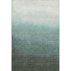 HomeRoots 10' Pale Aqua Gray and Ivory Ombre Washable Area Rug - UV Protected, Stain Resistant, Modern Design 710951