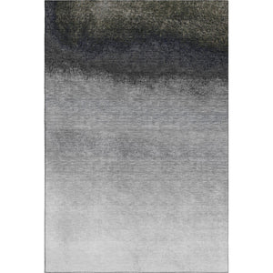 HomeRoots 5' Modern Silver Gray to Black Ombre Area Rug - Washable, UV Protected, Ideal for High-Traffic Rooms 710953