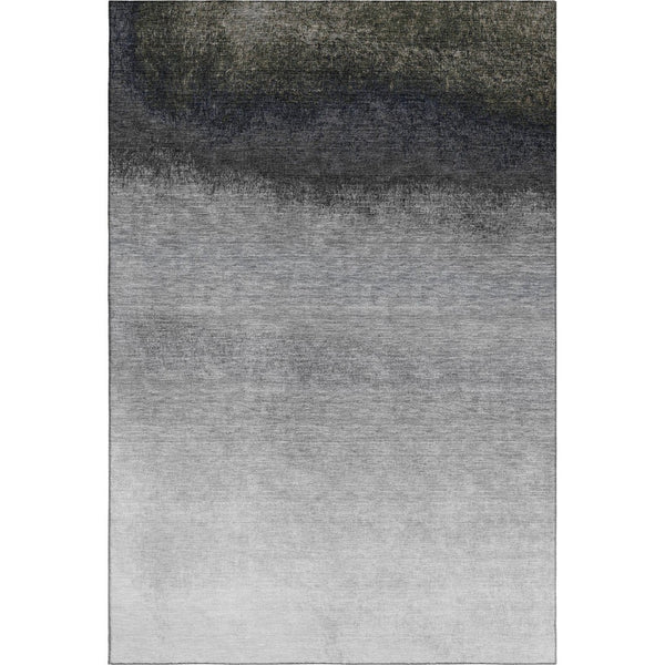 HomeRoots 5' Modern Silver Gray to Black Ombre Area Rug - Washable, UV Protected, Ideal for High-Traffic Rooms 710953