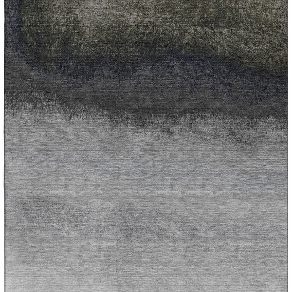 HomeRoots 5' Modern Silver Gray to Black Ombre Area Rug - Washable, UV Protected, Ideal for High-Traffic Rooms 710953
