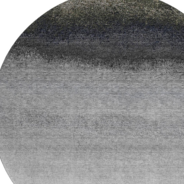 HomeRoots 8' X 10' Silver Gray to Black Ombre Washable Area Rug - Stylish, Durable, UV Protected & Easy Care 710955
